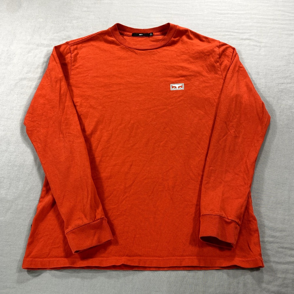 Obey Shirt Mens Small Red Long Sleeve Crew Obey Worldwide Chaos Spellout Adult